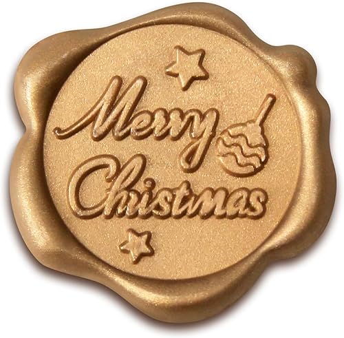 50 calcomanías de sello de cera dorada, calcomanías de Feliz Navidad para sellado de sobres, calcomanías autoadhesivas de sello de cera de Navidad