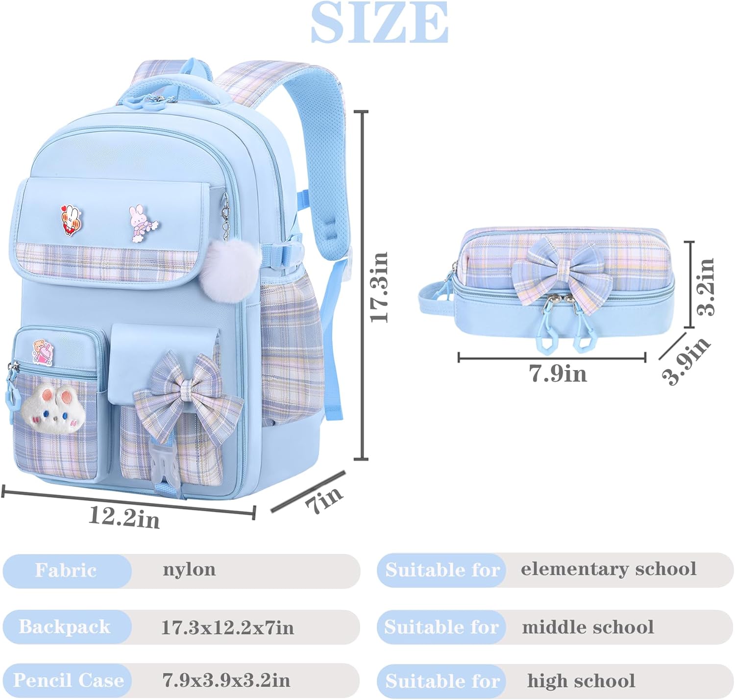 Girls Backpack,Kids School Backpack With Lunch Box Pencil Case Set,Cute Childrens Schoolbag For Girls - Image 2