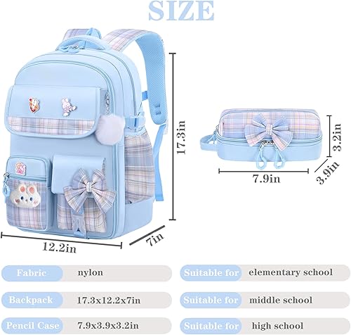 Miniatura 2 de Mochila para niñas, mochila escolar para niños con lonchera y estuche para lápices, bonita mochila escolar para niñas