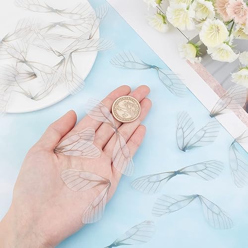Miniatura 3 de SUNNYCLUE 1 caja de 100 piezas de alas de mariposa colgantes de alas de tela decoración de alas de libélula para mujeres, aretes de bricolaje,