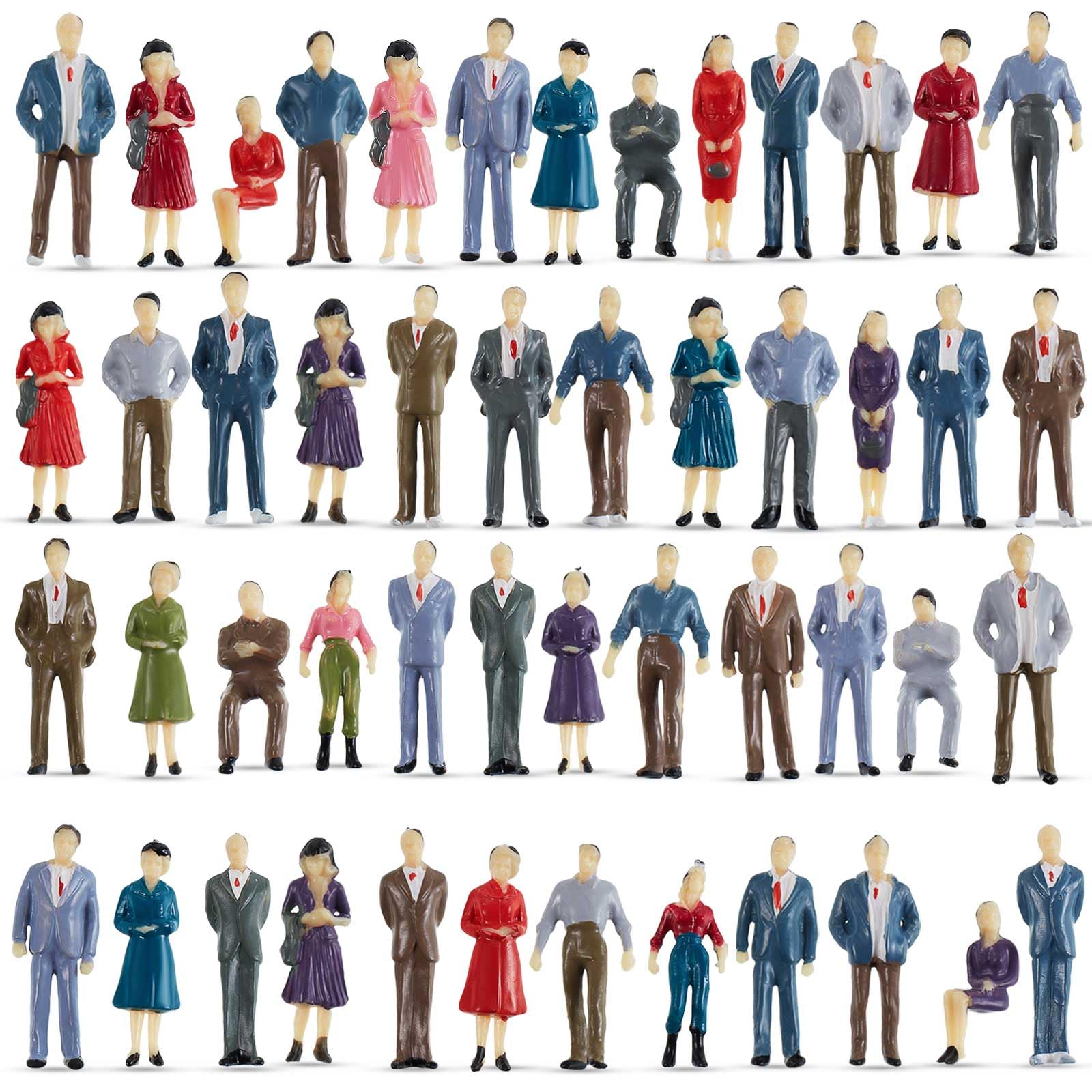 Kasyat 100 Pcs 1: 50 Scale Mini People Figurines Model Trains Architectural Painted People Figures Tiny Plastic Miniature Figurines Sitting Standing Model for Miniature Scenes โ image 1