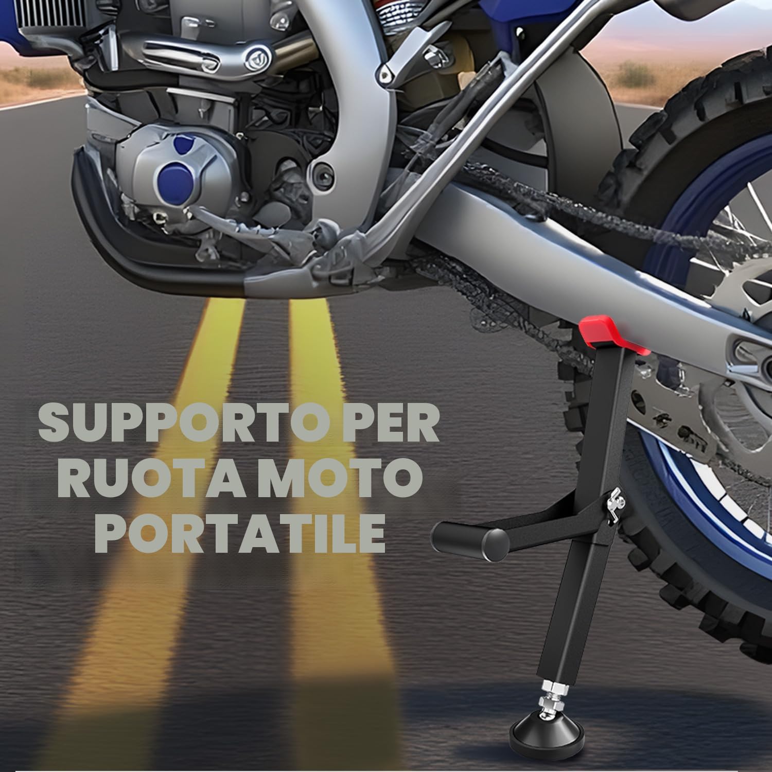Supporto Sollevamento Ruota Moto,Supporto Ruota Anteriore e Posteriore Portatile Cavalletto Moto Universale per Moto-Rosso