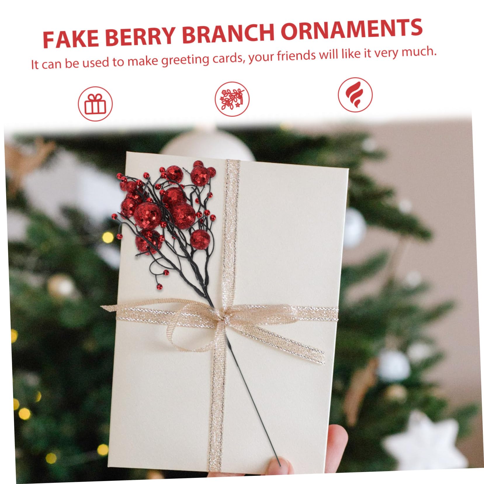 Amosfun 36 STK Beerenbündel Stecklinge Weihnachtliche Beerenpflücker Weihnachtsbeere Ornament Kranz Dekore Selber Machen Weihnachtsschmuck Simulation Beerenzweige Blaubeeren Rot Plastik