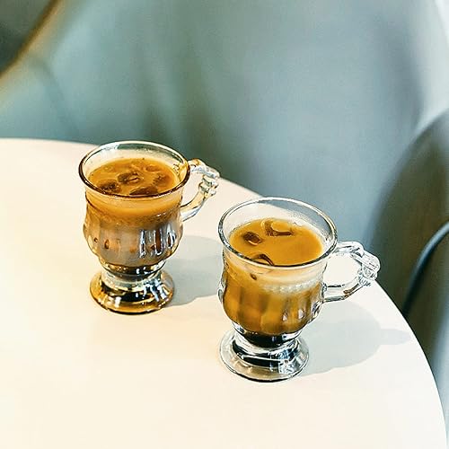 Miniatura 4 de JOYMENTHERE Tazas de café irlandés, tazas de café expreso con patas de vidrio con asas, tazas transparentes para café, latte, capuchino, batido,