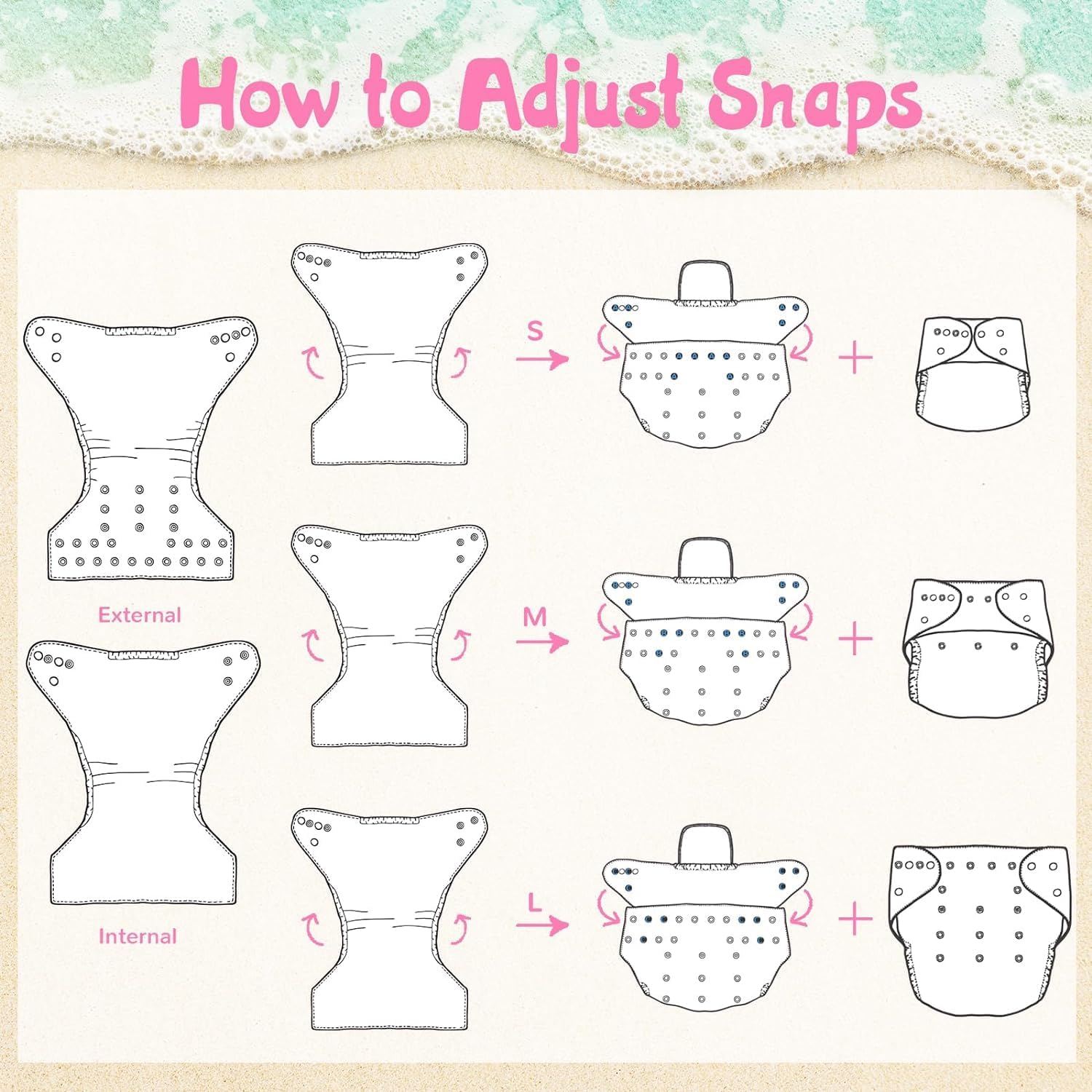 Babygoal Baby Reusable Swim Diaper,Washable and Adjustable for Babies 0-8 Months,Swim Lessons,at Out Pool Beach 3SD04-CA - Image 4