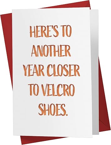 Karto Funny Birthday Card for Men Women - Large 5.5x8.5 inch Happy Birthday Cards for Mom Dad Brother Sister - 30th 40th 50th 60th 70th - Velcro Shoes
