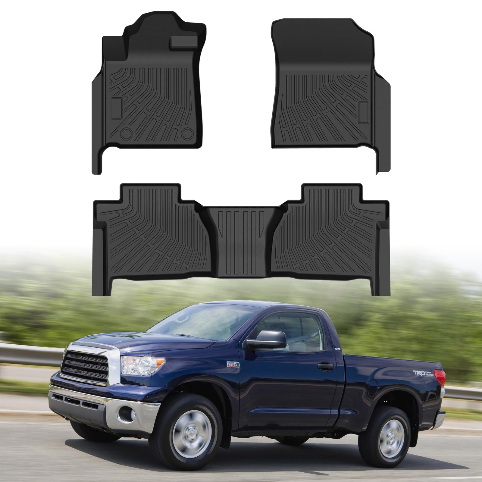 Cartist Floor Mats for Toyota Tundra Double &amp; CrewMax Cab 2007-2011, All Weather Floor Liners for Tundra Accessories, Heavy Duty TPE Car Mats, Car Accessories