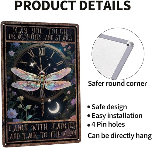 Miniatura 3 de Letrero de metal vintage con texto en inglés May You Touch Dragonflies and Stars Dance With Fairies And Talk To The Moon Dragonfly (May You Touch