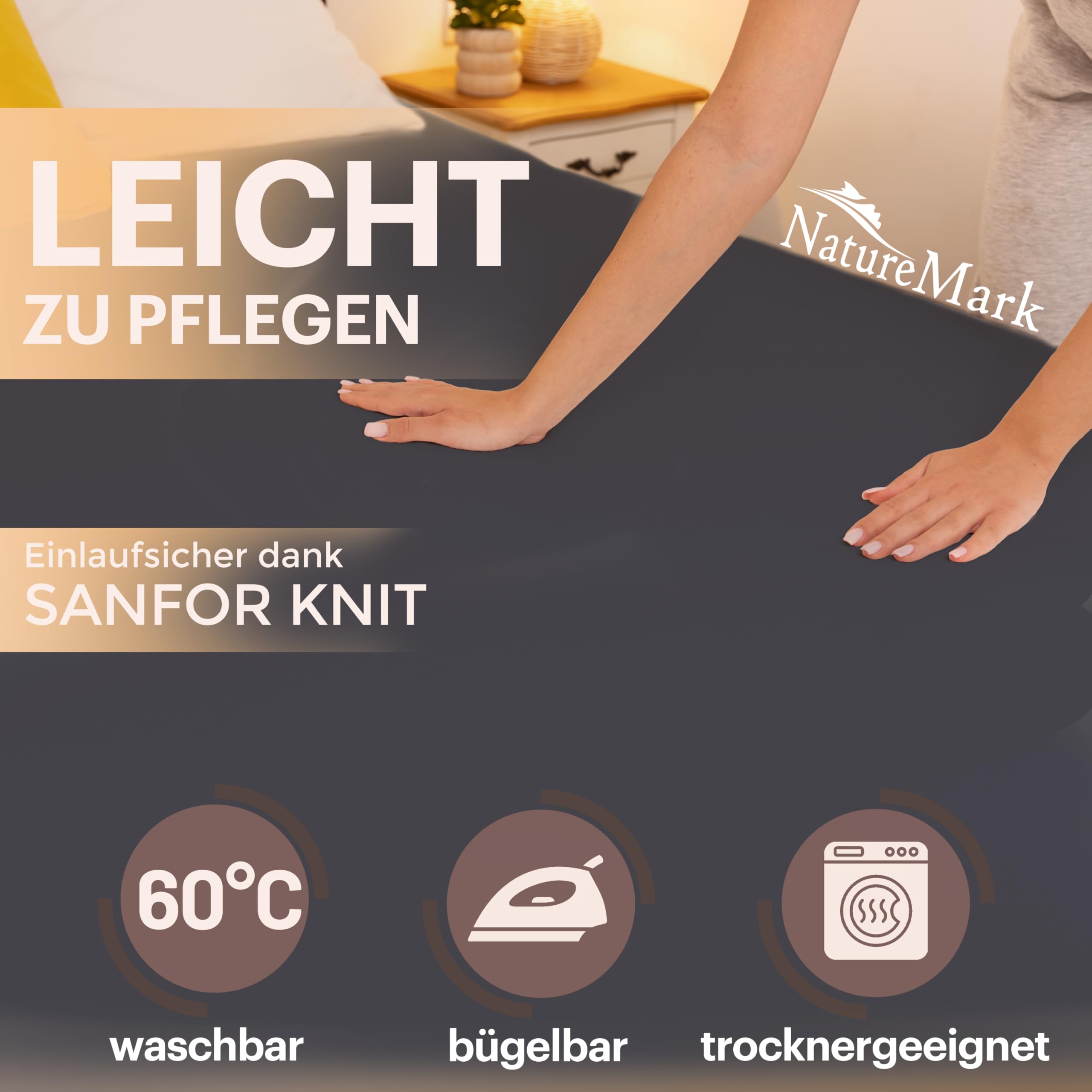 NatureMark Prześcieradło dżersejowe z gumką, 100% bawełna, w wielu rozmiarach i kolorach, markowa jakość, Öko-Tex Standard 100 (180x200-200x200 cm, Czarny)