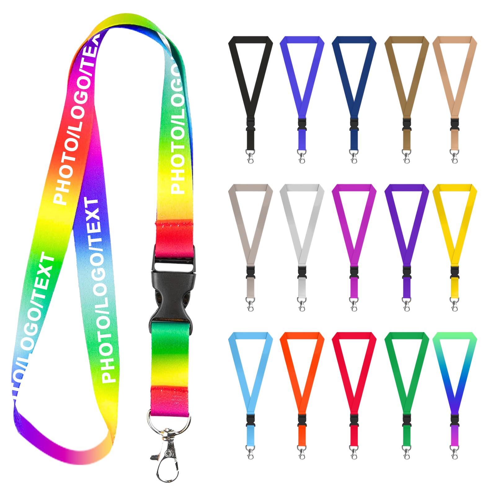 Personalised Rainbow Lanyards, Custom Any Photo Logo Text Lanyard Safety Not Break, Used for Visitor Security Company Event Gig Show Staff NHS Nurse (20) โ image 1