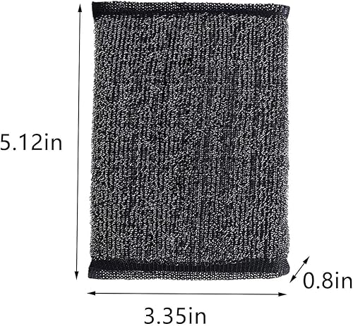 Miniatura 2 de 18 esponjas de acero inoxidable, no rayan, esponja para limpiar platos, ollas, sartenes, fregadero, grifo (negro, 5.12 x 3.35 x 0.8 pulgadas)