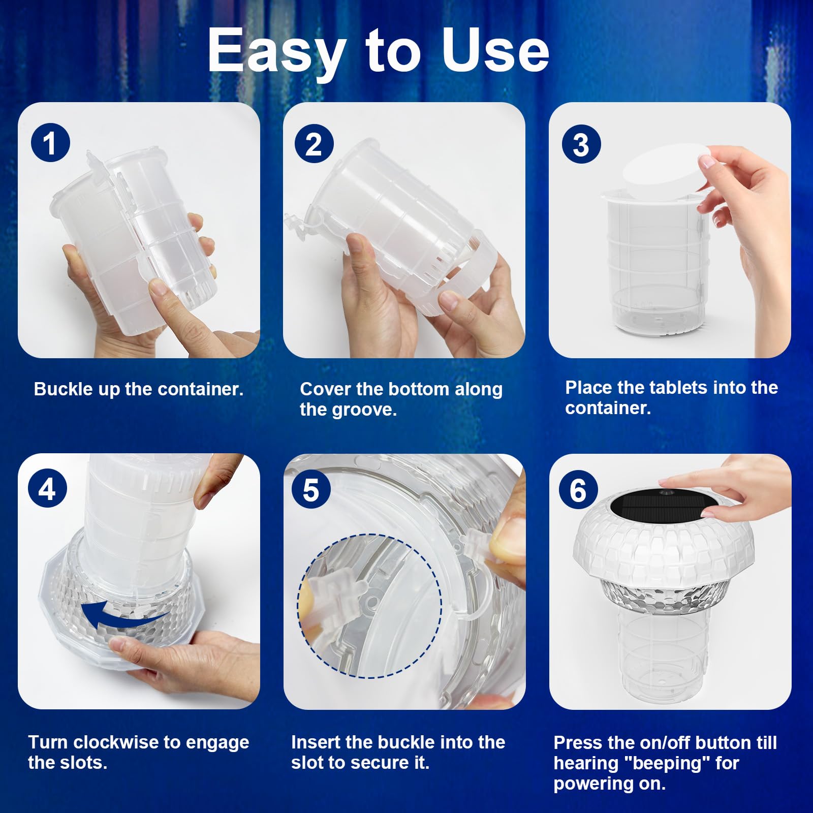 Distributeur de Chlore Flottant avec Lumière Solaire LED, Diffuseur Chlore Piscine avec Contrôle par Bouton Flotteur, Télécommande, Libération Réglable & Ouverture，Flotteur Piscine Chlore