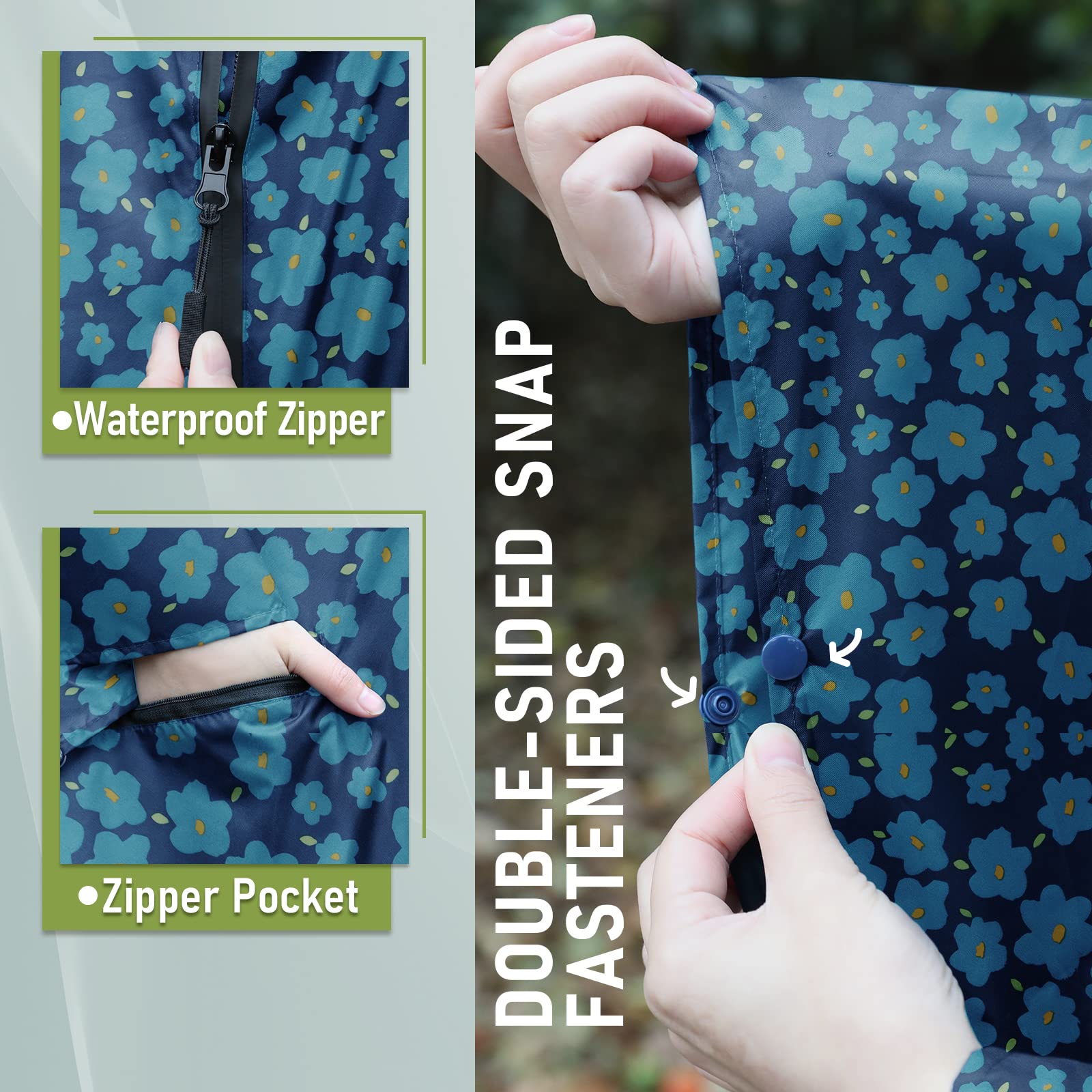 Poncho Pioggia SaphiRose Per Adulti - Impermeabile Con Cappuccio E Tasche - Foto 9