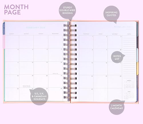 Miniatura 5 de Eccolo - Agenda con espiral 2024, apilamiento de mariposas, vistas semanales y mensuales, 12 meses, hojas de calcomanías, gráficos inspiradores y