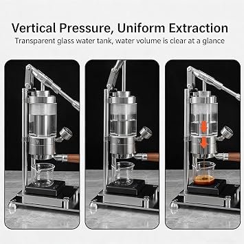 Manual Lever Espresso Maker, Hand-pressed Stainless Steel Coffee Machine with 58mm Portafilter & 345ml Water Capacity, for Cappuccino, Latte, Macchiato, Home Travel