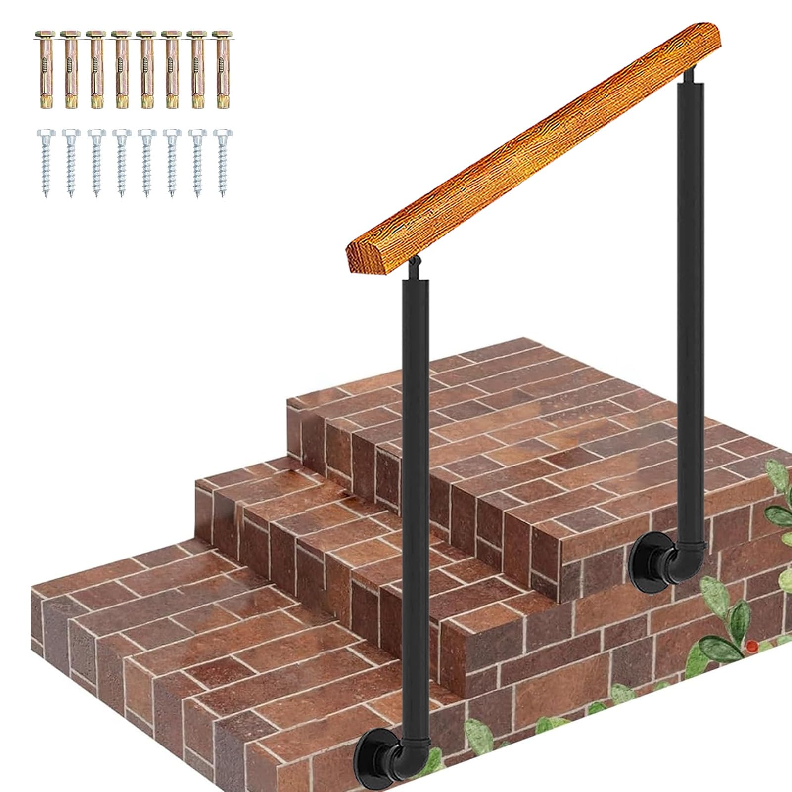 Rampe d'escalier en fer forgé au design élégant pour 2 à 3 marches