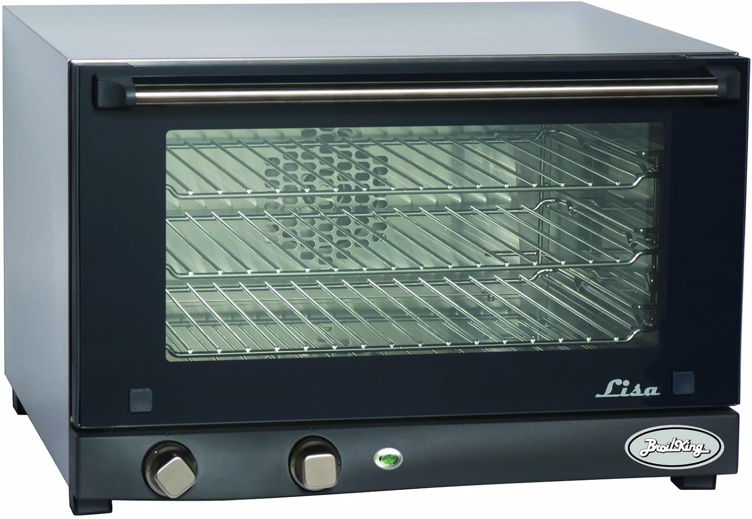 BroilKing POV-003 1450 Watt Quarter Size Commercial Countertop Convection Oven with (3) Shelves (1) Sheet Pan for Restaurant Deli | 1.34 Cu Ft | 15-3/4"H x 19"W x 21-1/2"D, Stainless Steel, 120v, NSF
