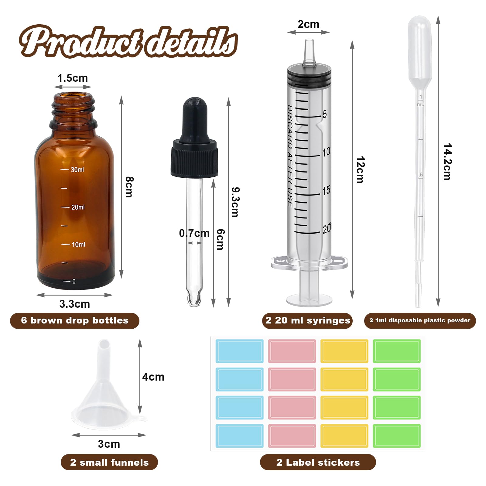 Reyshin Glass Dropper Bottles 30ml,6 Pack Amber Glass Bottle with Dropper Pipettes Refillable Sample Dropper Bottle for Essential Oil DIY Massage Aromatherapy Laboratory (30ml - Image 2