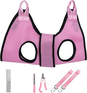 Dog Grooming Hammock, Helpful Hammock for Nail Trim, Restraint Sling for Nail Clipping, Grooming Hammock for Dog Pet to Nail Trimming Pink, M