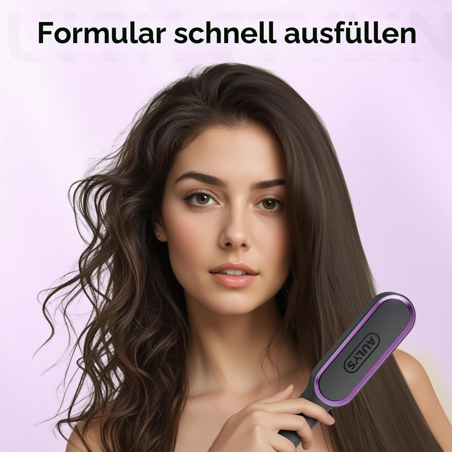 Haarglätter Bürste mit Keramik, Glättbürste mit 25s PTC-Heizung, 5 Temperaturstufen (140–200°C), Anti-Verbrühung, Heizbürste für schnelles Styling