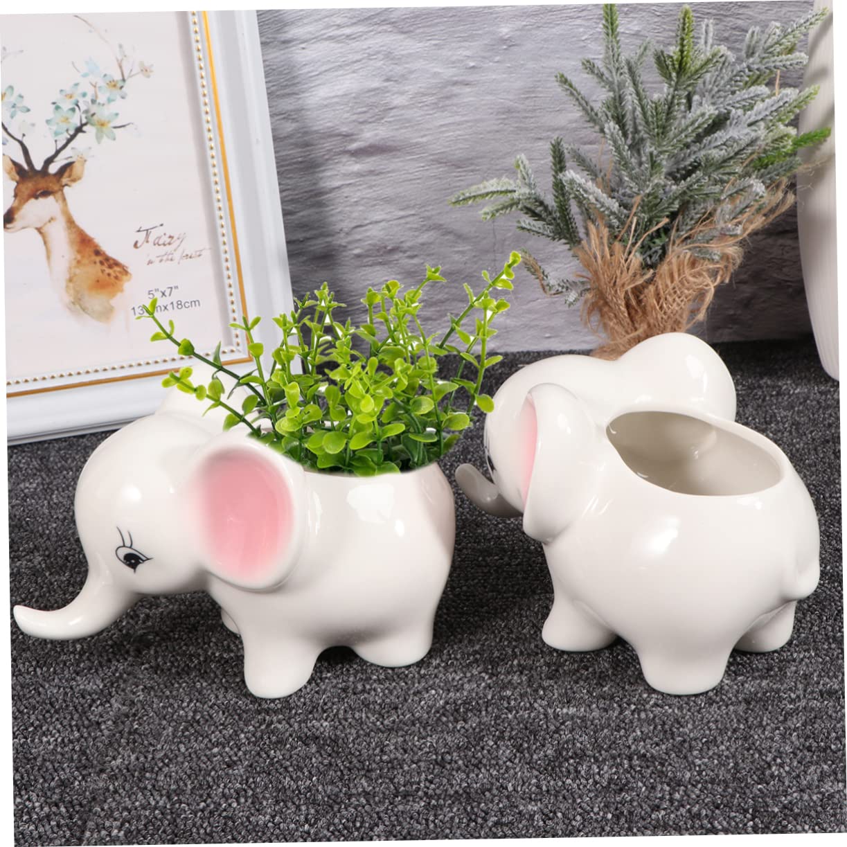 Amazon.co.jp: CAXUSD 象の形した植木鉢 多肉植物用陶器鉢 室内