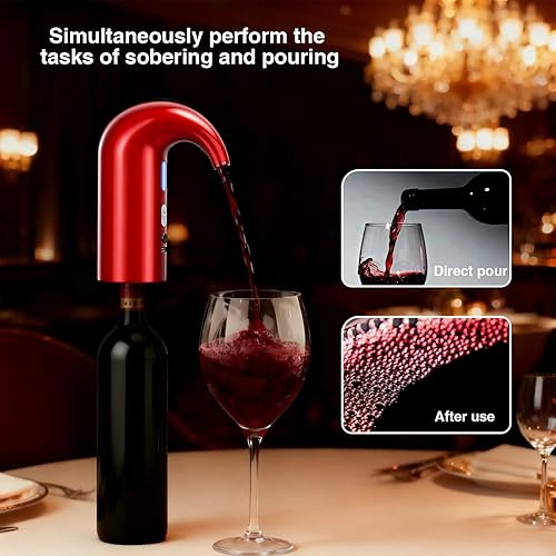 Miniatura 5 de Juego de Dispensador Aireador de Vino Eléctrico – Decantador y Vertidor de Vino Automático con Pantalla LED, Control de Vaciado Inteligente de Set