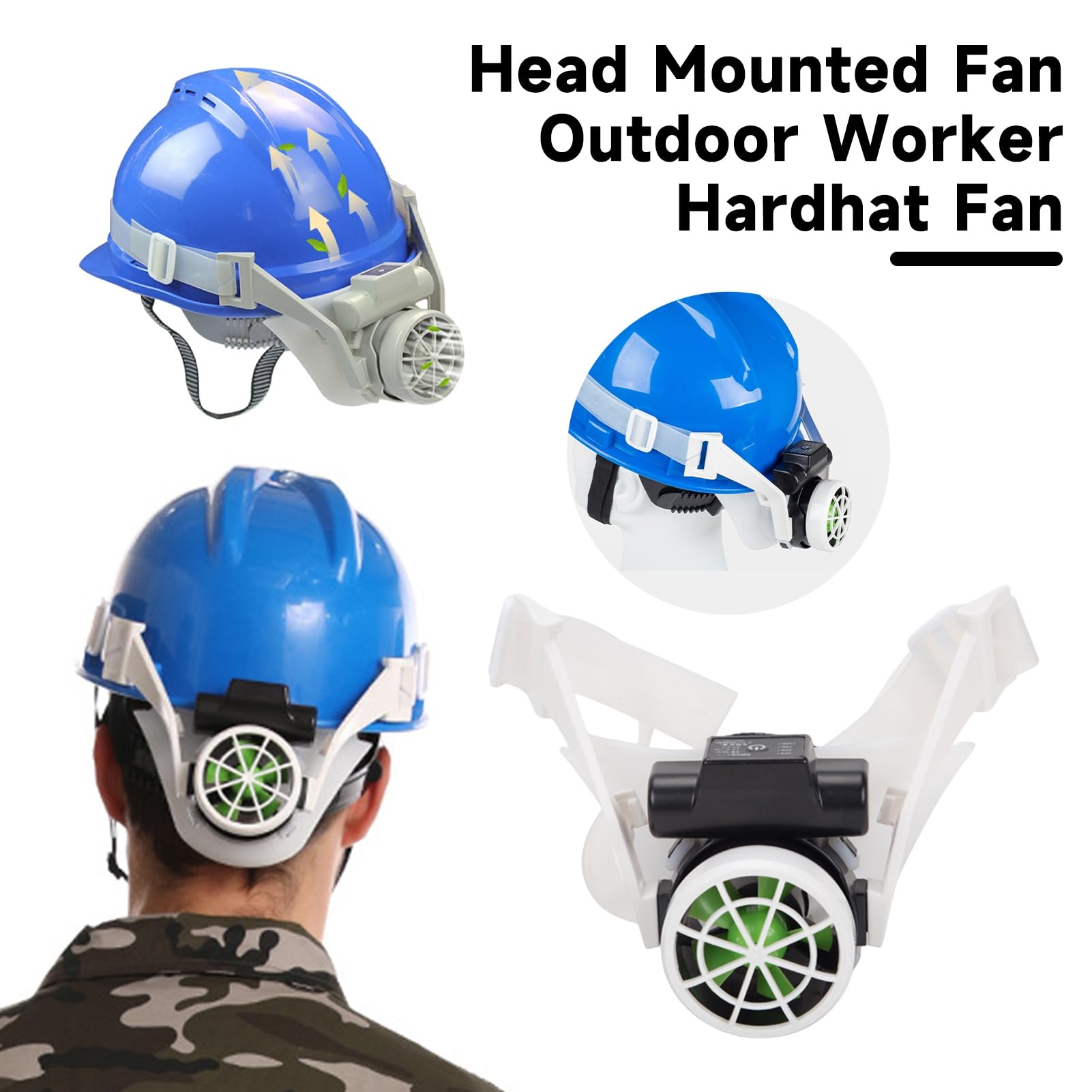 Makamsui Cooling Fan for Hard Hats and Safety Helmets, 3 Gear Adjustment Air Cooling Fan with Adjustable Band, Summer Outdoor Worker Hardhat Fan Division Turbofan A : Home & Kitchen