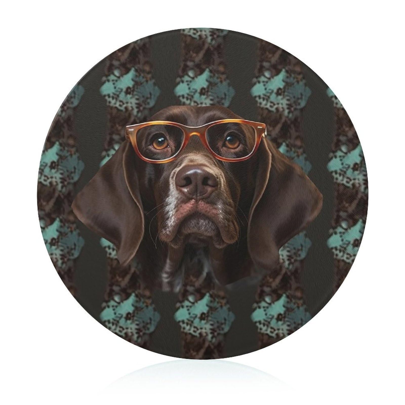 Planche à découper antidérapante en verre trempé avec motif chien