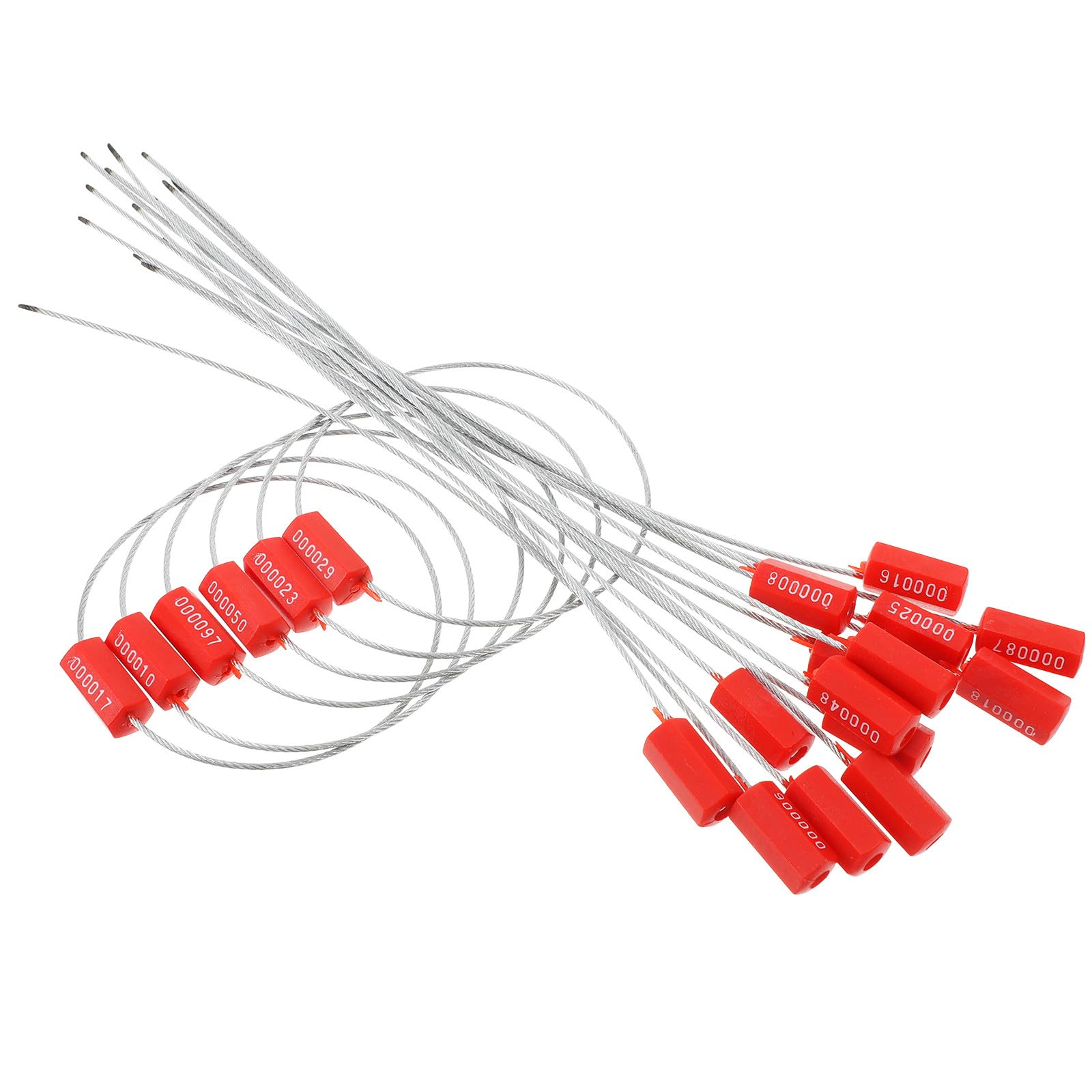 Operitacx 100pcs Scellés de Sécurité Rouges en Acier Fermeture Automatique, Étiquettes Anti-effraction en Abs pour Scellé de Transport Sécurisé des Colis