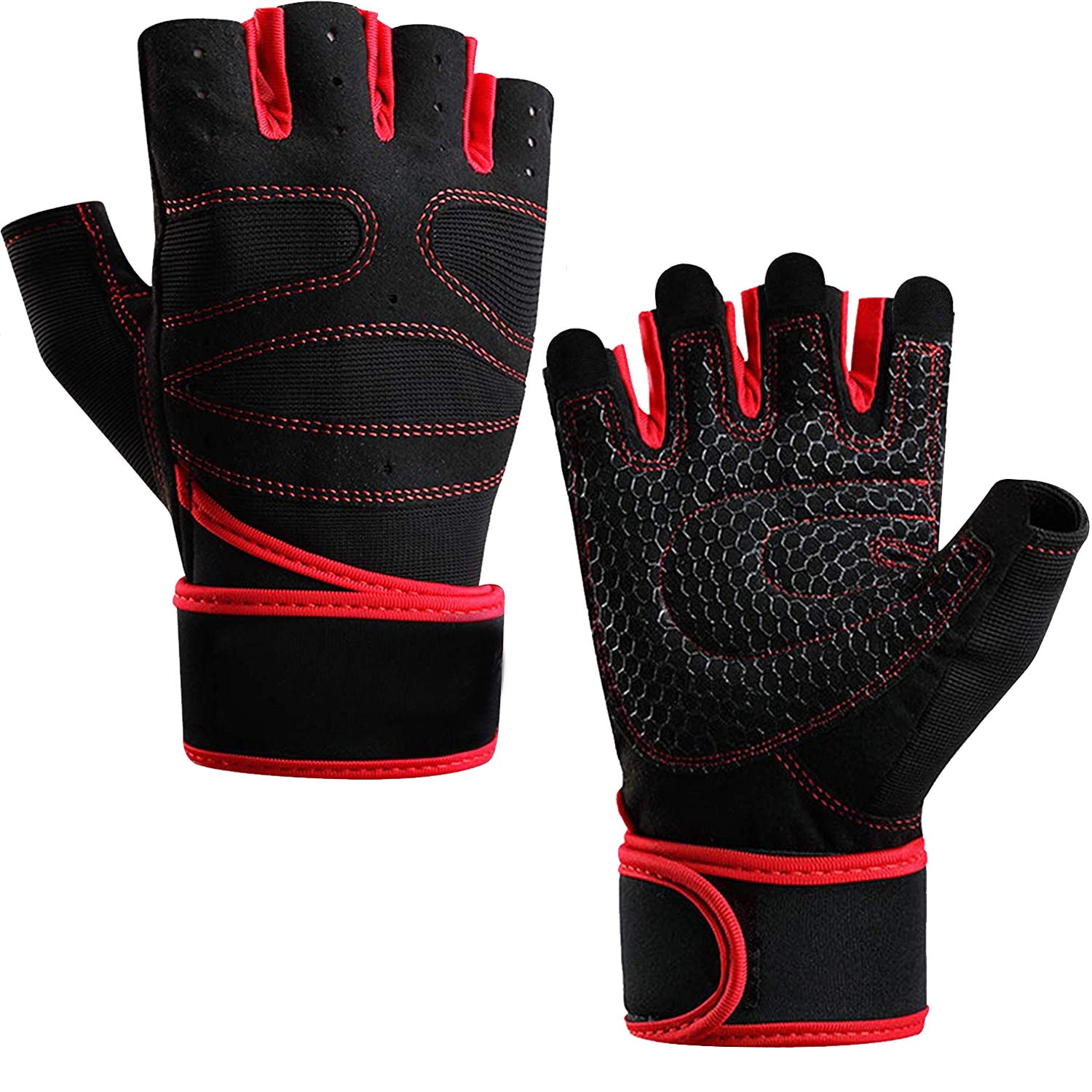 5 OCLOCK SPORTS Lycra Gym Gloves with Wrist Support (Pack of 1) Gym & Fitness Gloves (Red Color) (B08FGVWZ6S) Amazon Price History, Amazon Price Tracker