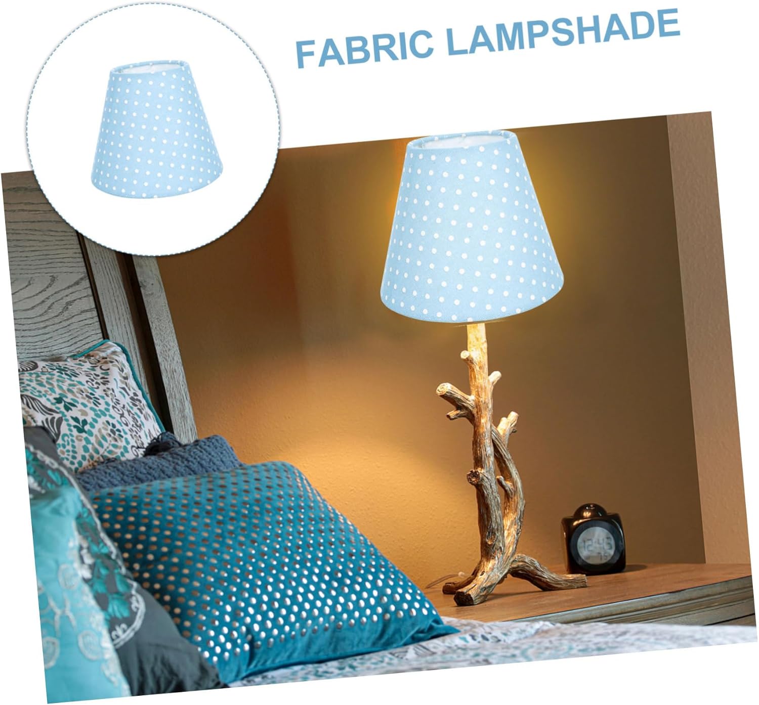 Cloth Lampshade for Table and Floor Lamps Simple Polka Cover Decorative Fabric Shade for Bedroom and Living Room Easy to Install