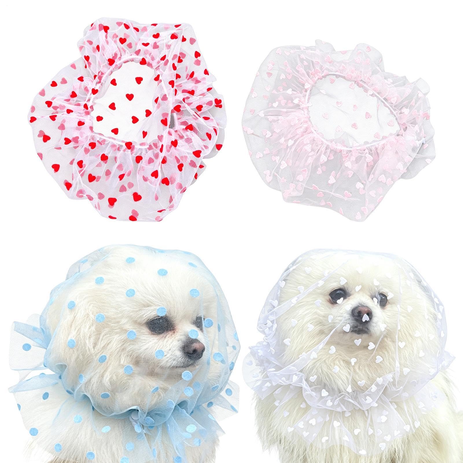 Filet de tête en maille pour chien et chat - Lot de 4 protections faciales réglables