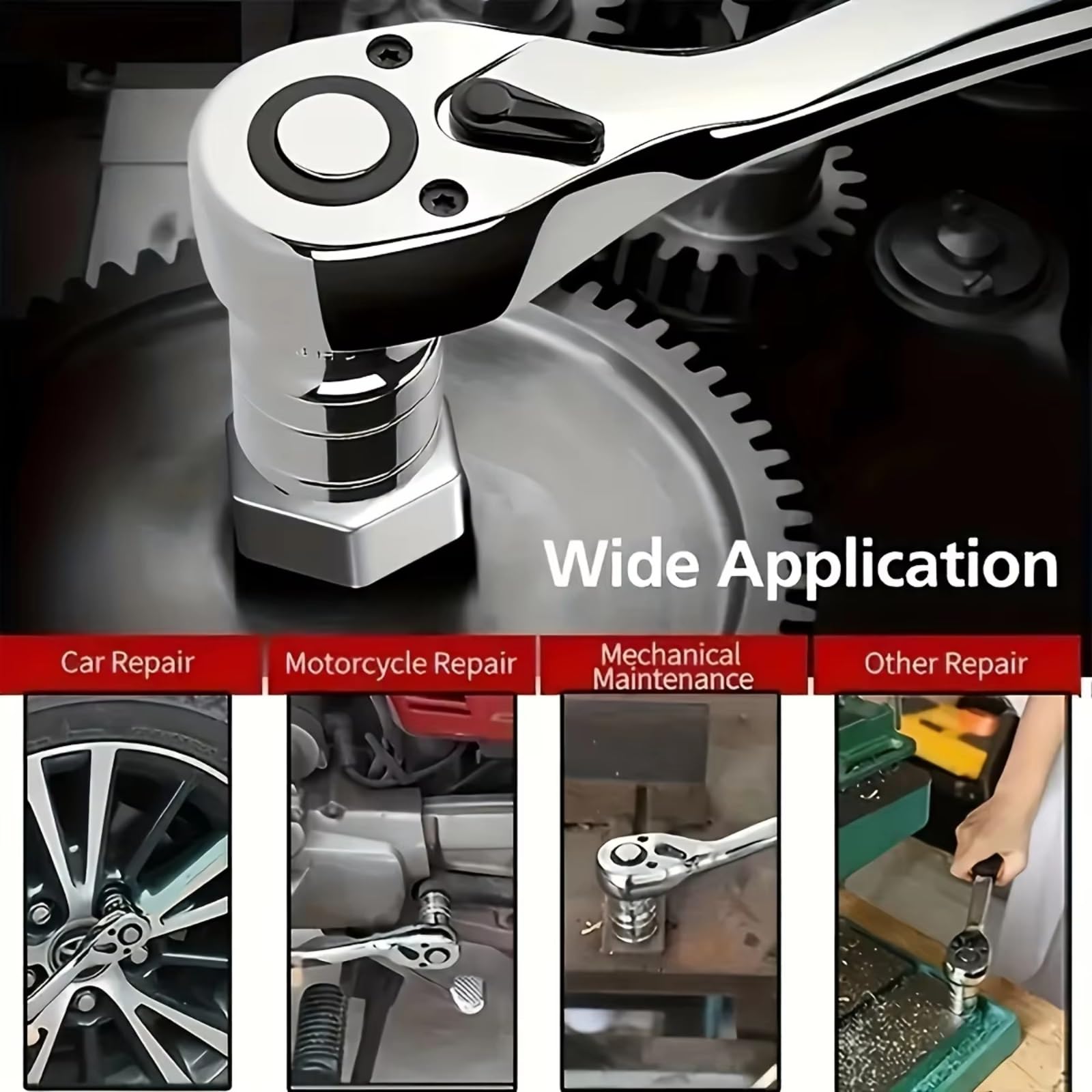 Maletín herramientas multiusos 32 Uds Kits Herramientas Mecánicas Reparación Juego Llaves Trinquete Accionamiento Profundo Y Estándar 1/2" Kit Para El Hogar Y El Coche DIY