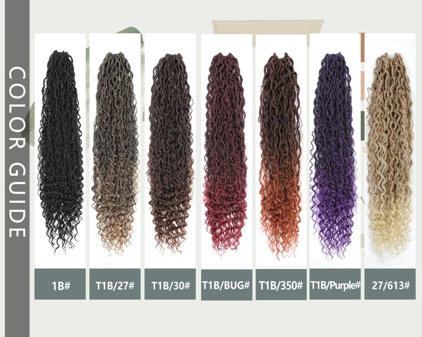 8 Packs Purple Goddess Locs Crochet Hair - 18 inch Boho River Locs Crochet Hair, Crochet Goddess Faux with Curls, Boho Hippie Loc, Pre looped Synthetic Hair Extensions(18" 8Packs T1B/Purple#)