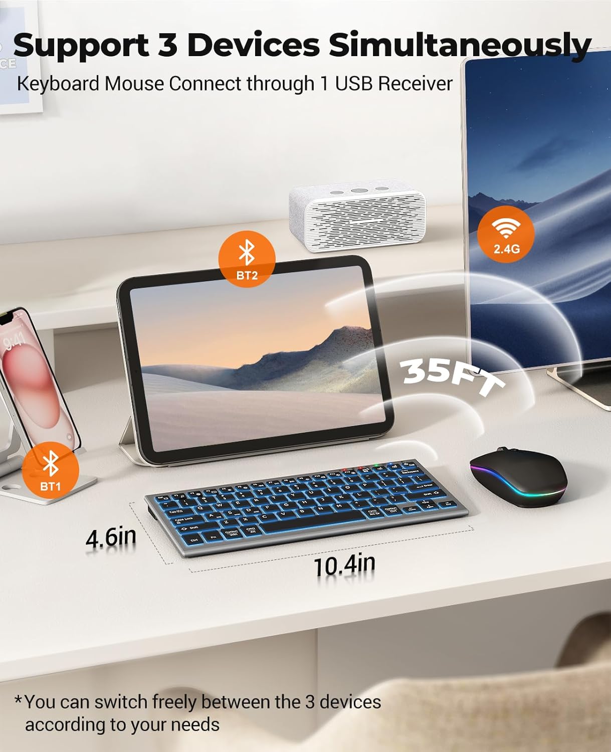 Ratón Y Teclado Bluetooth Con Caracter En Inglés Coreano Ultradelgado, Combo De Raton Inalámbricos Bluetooth Para IPad, IPhone, IOS, Android Y Windows - AliExprs