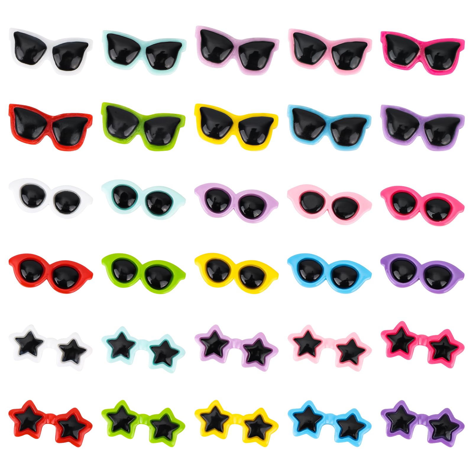60szt Mini Okularów Przeciwsłonecznych do Rzemiosła, Kolorowe Mini Okulary Przeciwsłoneczne Płaskie Tył Żywicy Dekor DIY Etui na Telefon Akcesoria do Włosów Etui na Telefon Dekoracje