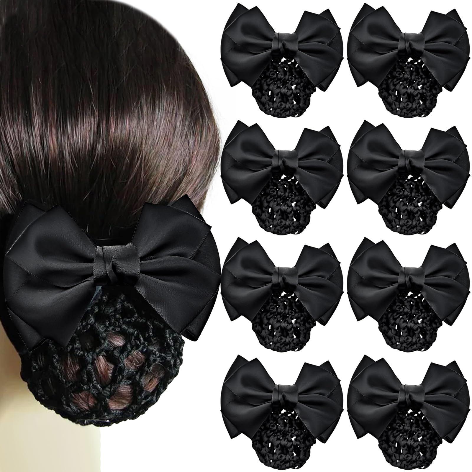 Amazon.com : 10PCS Hair Net with Bow, Holder Women Hair  display picture 3