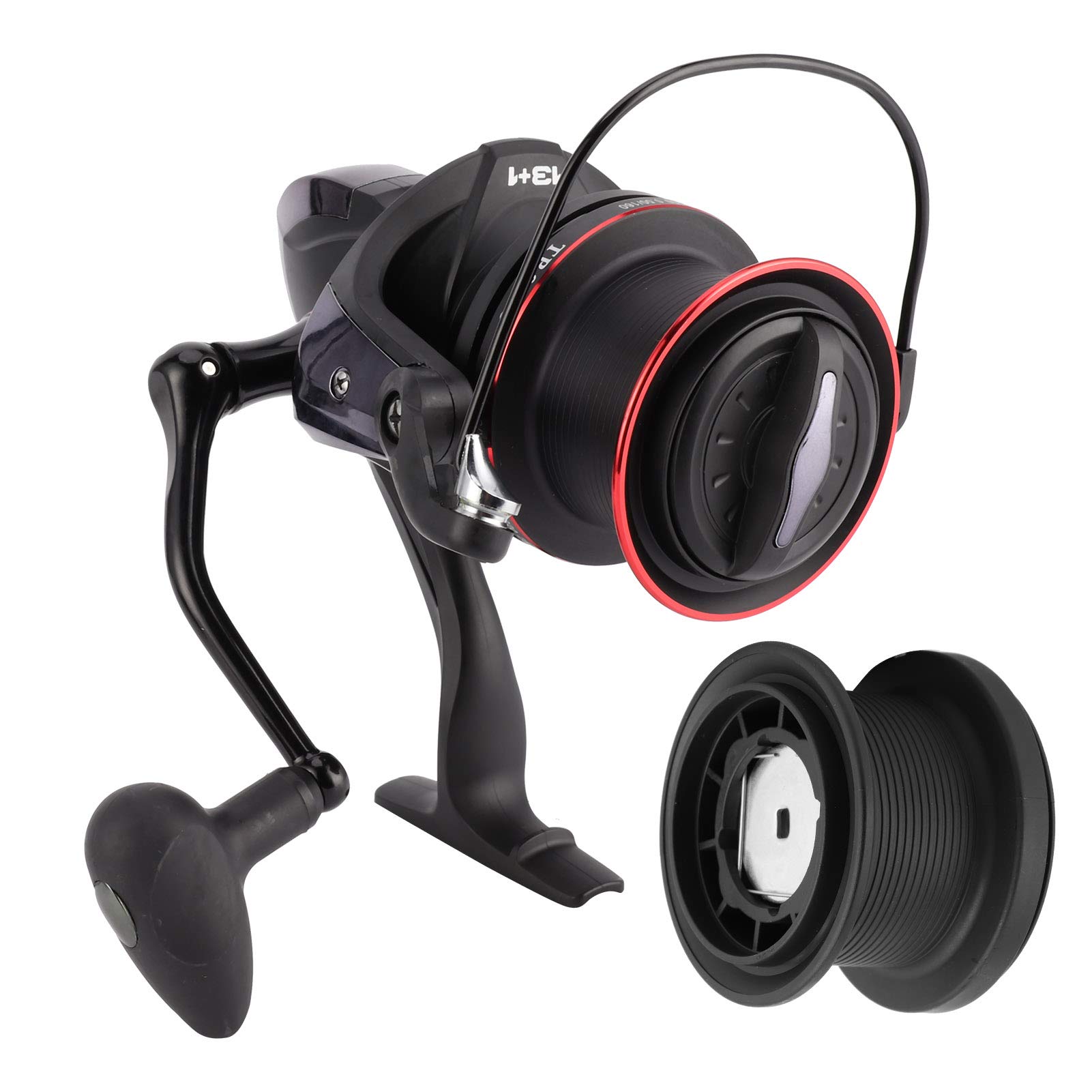 Bediffer Kołowrotek 13BB + Szybki Kołowrotek z Płynnym Uzwojeniem dla Wędkarzy Czarny/Czerwony 150mm/5,9 Cala