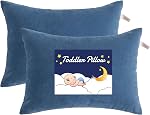 NTBAY Oreillers pour tout-petits, Oreil 13"x18", lavable en machine - Petits oreillers doux et respirants pour dormir, Idéal pour la garderie, Lit bébé, Denim Blue