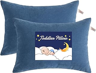 NTBAY Toddler Pillows, Down Alternative 13"x18" Pillows, Machine Washable - Soft and Breathable Travel Small Pillow for Sleeping, Ideal for Daycare, Crib, Cot, Denim Blue