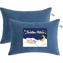 NTBAY Toddler Pillows, Down Alternative 13"x18" Pillows, Machine Washable - Soft and Breathable Travel Small Pillow for Sleeping, Ideal for Daycare, Crib, Cot, Denim Blue
