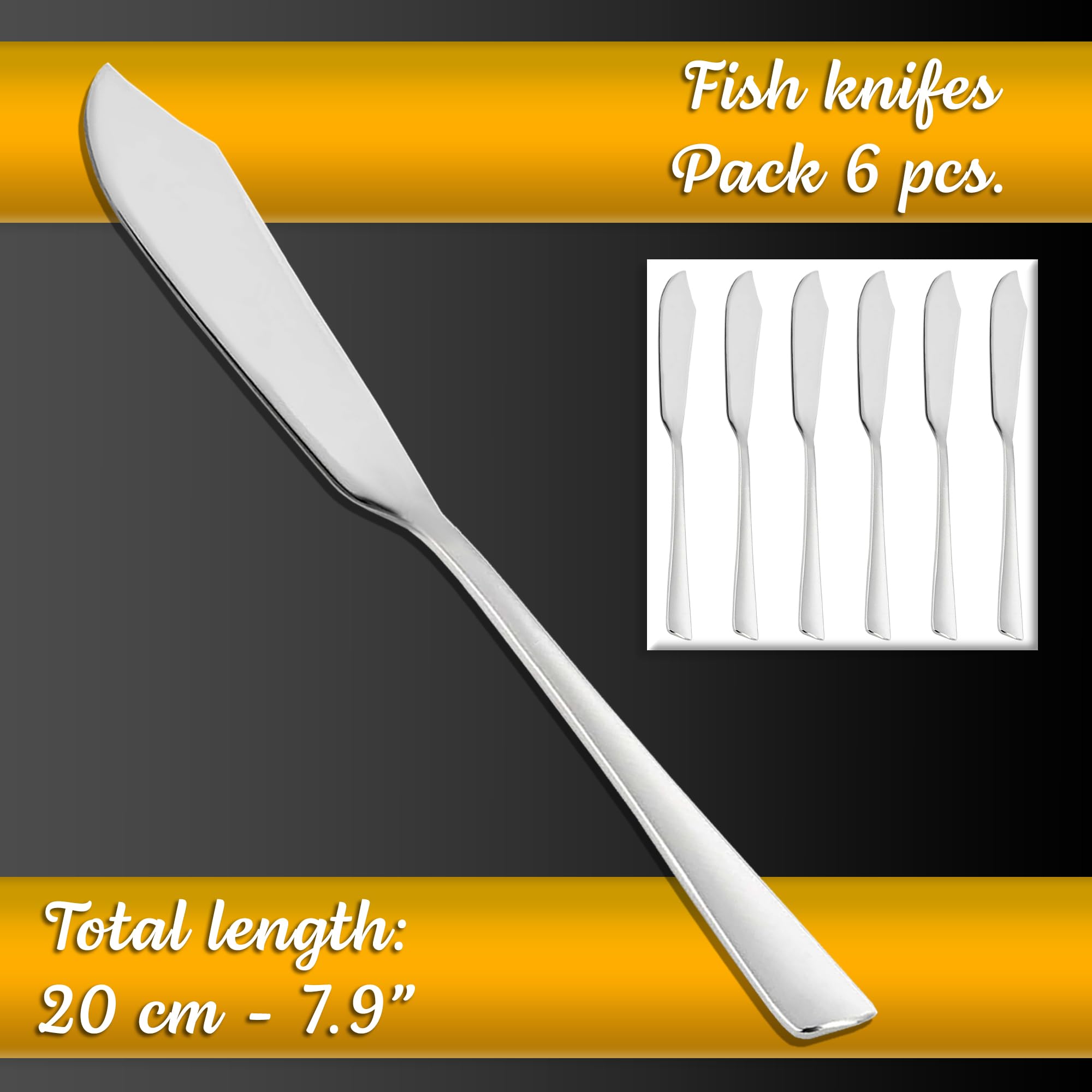 Cuchillo pescado acero inoxidable pulido brillo 6 uds pala pescado cuchillos para pescado