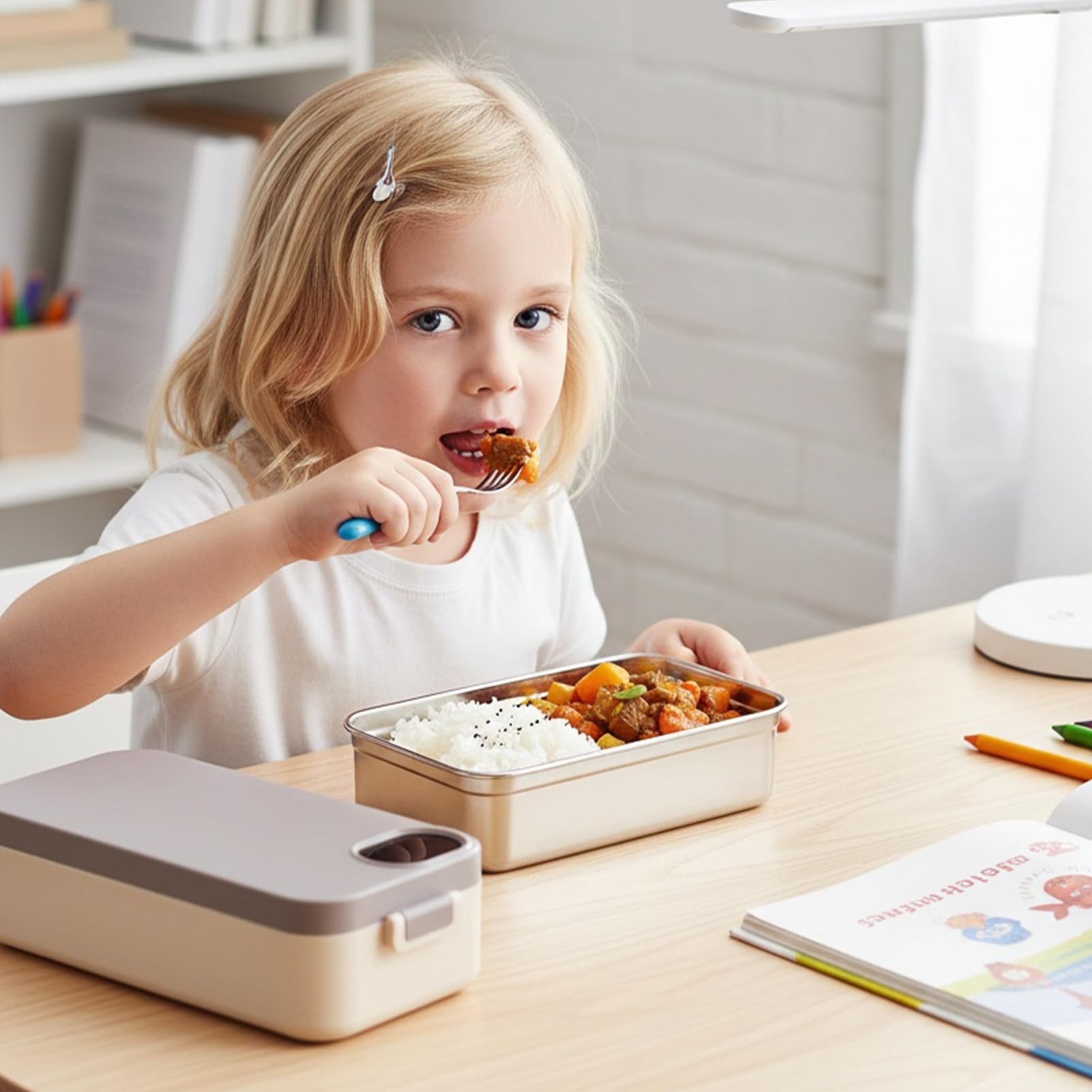 Scatola Pranzo Riscaldata per Uomini Scaldavivande Portatile Ricaricabile | Contenitore Inossidabile Senza Fili Per Ufficio Viaggio Scuola e Famiglia