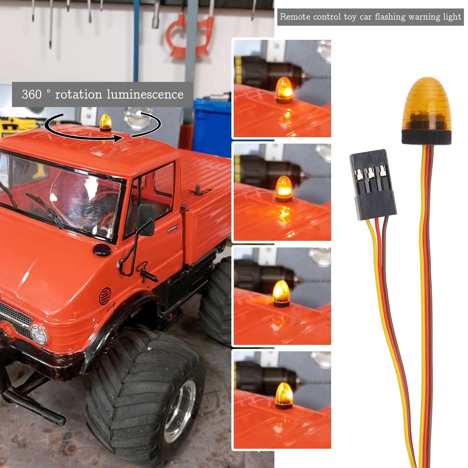 eMagTech Car Truck RC LED Light Rotating Flashing Lamp Lighting Compatible with 1/8 1/10 1/12 RC Model Car HSP SCX10 1/14 RC Car 11x15mm - Image 2