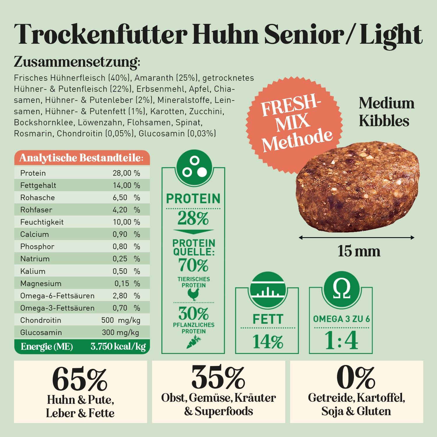 The GOODSTUFF Huhn (Senior/Adult Light) 12,5 kg | Getreidefreies Hundetrockenfutter mit frischem Hühnerfleisch | Für ältere Hunde mit wenig Aktivität | Hundefutter trocken | Premium Trockenfutter
