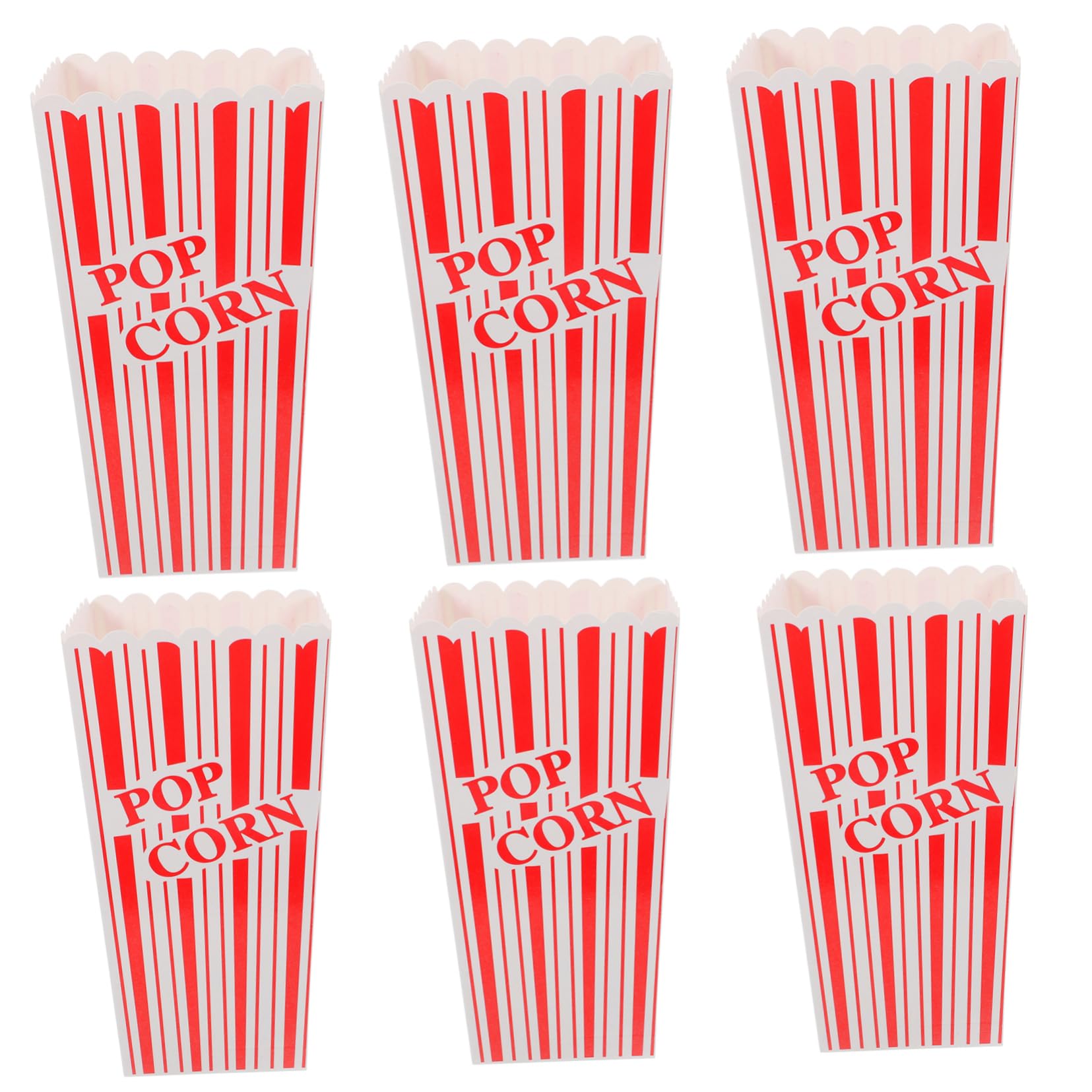 KICHOUSE Large Popcorn Paper Boxes 6 Snack Bucket for Popcorn Decorative Party Supplies