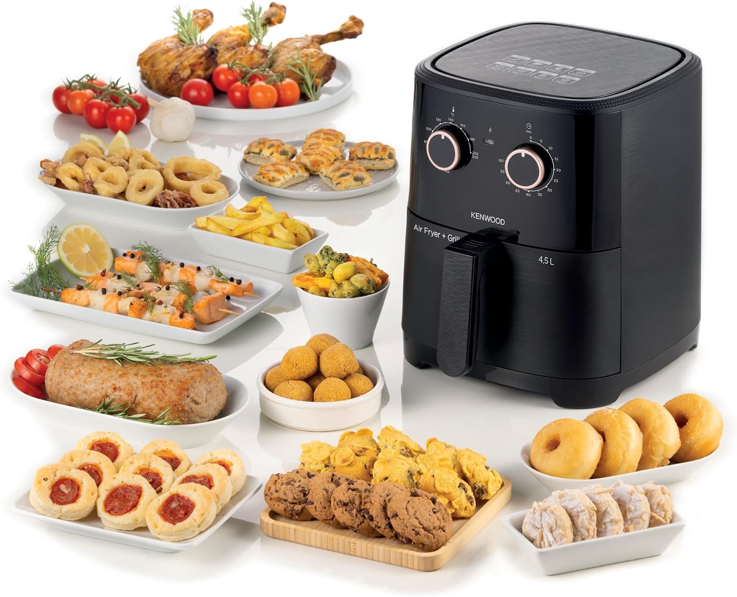 KENWOOD Airfryer + Grill XL 4.5L 1300W Air Fryer with Grill Function, Recipe Book, Rapid Hot Air Circulation for Frying, Grilling, Broiling, Roasting, Baking and Toasting HFP40.000BK Black 2026 - view 7