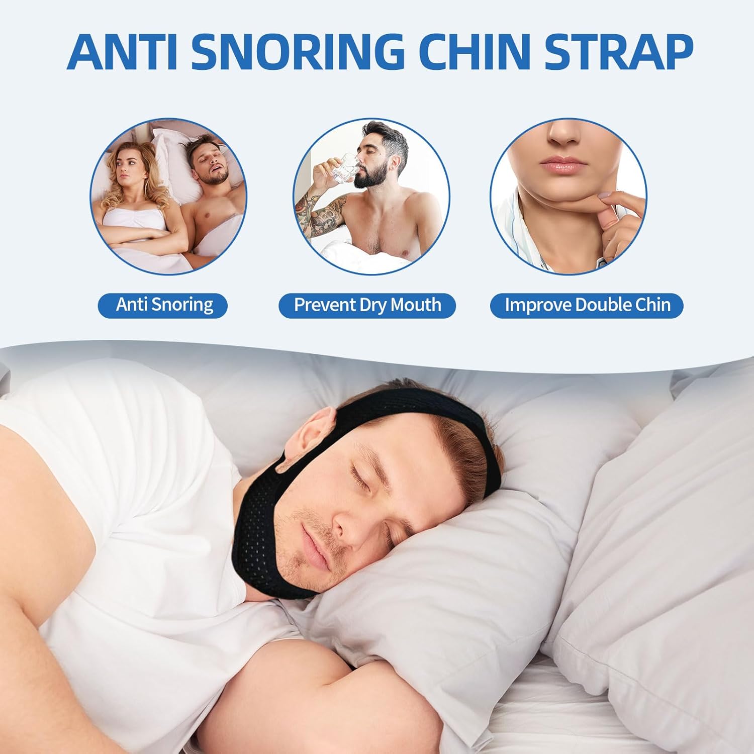 Chin Strap for CPAP Users, Chin Strap for Snoring, Adjustable and Breathable Anti Snoring Chin Strap, CPAP Chin Strap to Keep Mouth Closed for Men or Women - Image 7