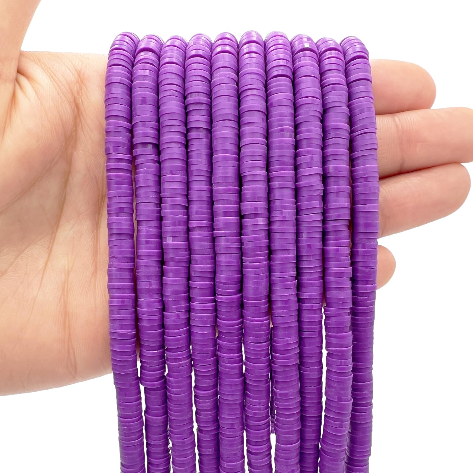 Cuentas de arcilla de 10 hebras, cuentas Heishi para apilar pulseras, cuentas de arcilla morada para adultos, kit de cuentas de arcilla plana para pulseras de la amistad, kit de fabricación