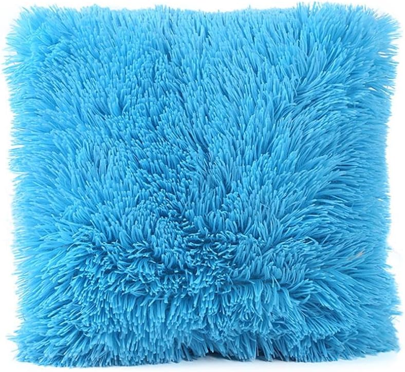 teal furry pillow